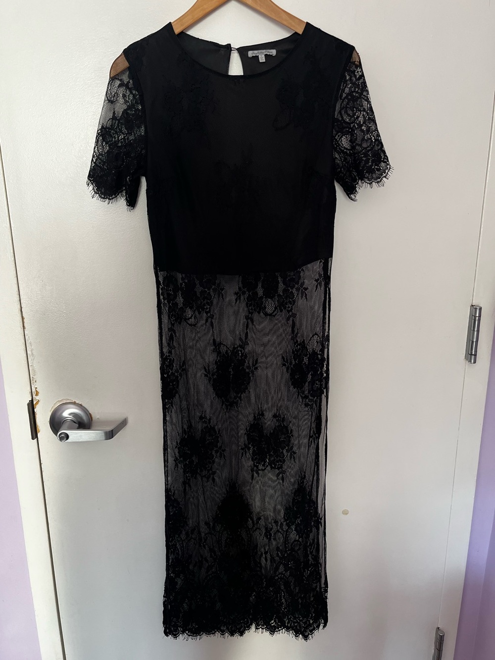 Charlotte Russe Black Lace Long Top with Slits